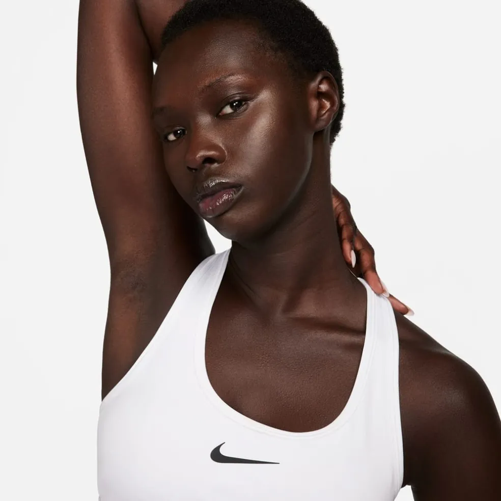 Nike Womens Swoosh Medium Support 1 Piece Pad Sports Bra in White