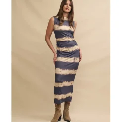Nobodys Child Boat Neck Midi Slip Dress in Multi