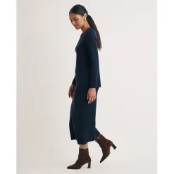 Nobodys Child Ls Knit Crew Neck Midi T-Shirt Dress in Blue