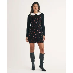 Nobodys Child Mpl Collared Neck Mini A-Line Dress in Black