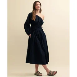 Nobodys Child On Shoulder One Shoulder Midi Bodycon Dress in Black