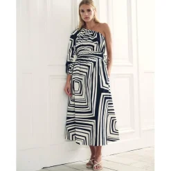 Nobodys Child One Shoulder Midi Bodycon Dress in Black