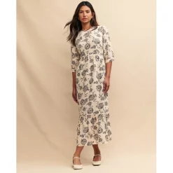 Nobodys Child Rachel Crew Neck Midi Dress in Cream