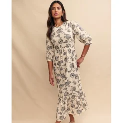 Nobodys Child Rachel Crew Neck Midi Dress in Cream