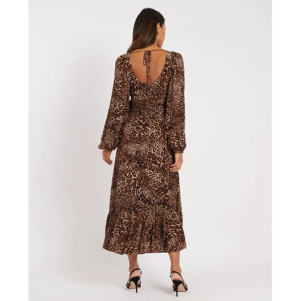 Nobodys Child Samntha V-Neck Midi A-Line Dress in Multi