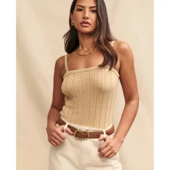 Nobodys Child Wide Rib Cami Top in Beige