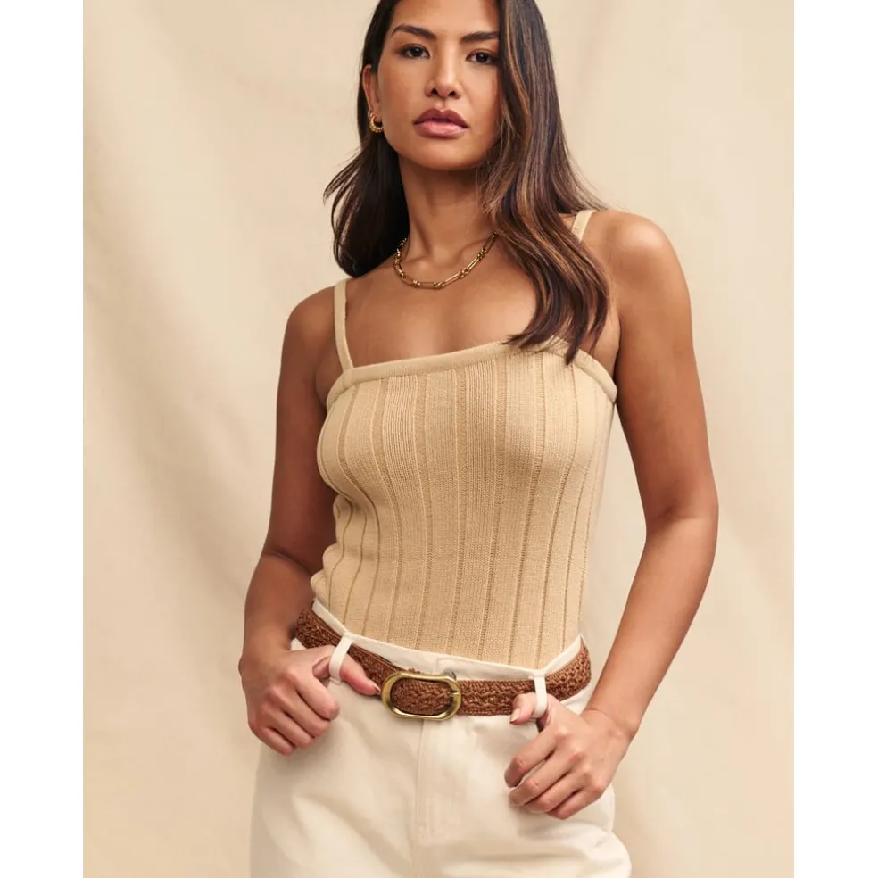 Nobodys Child Wide Rib Cami Top in Beige