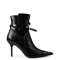 Off White Ankle Stiletto High Heel Boots in Black