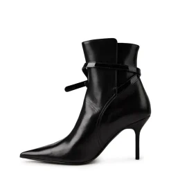 Off White Ankle Stiletto High Heel Boots in Black