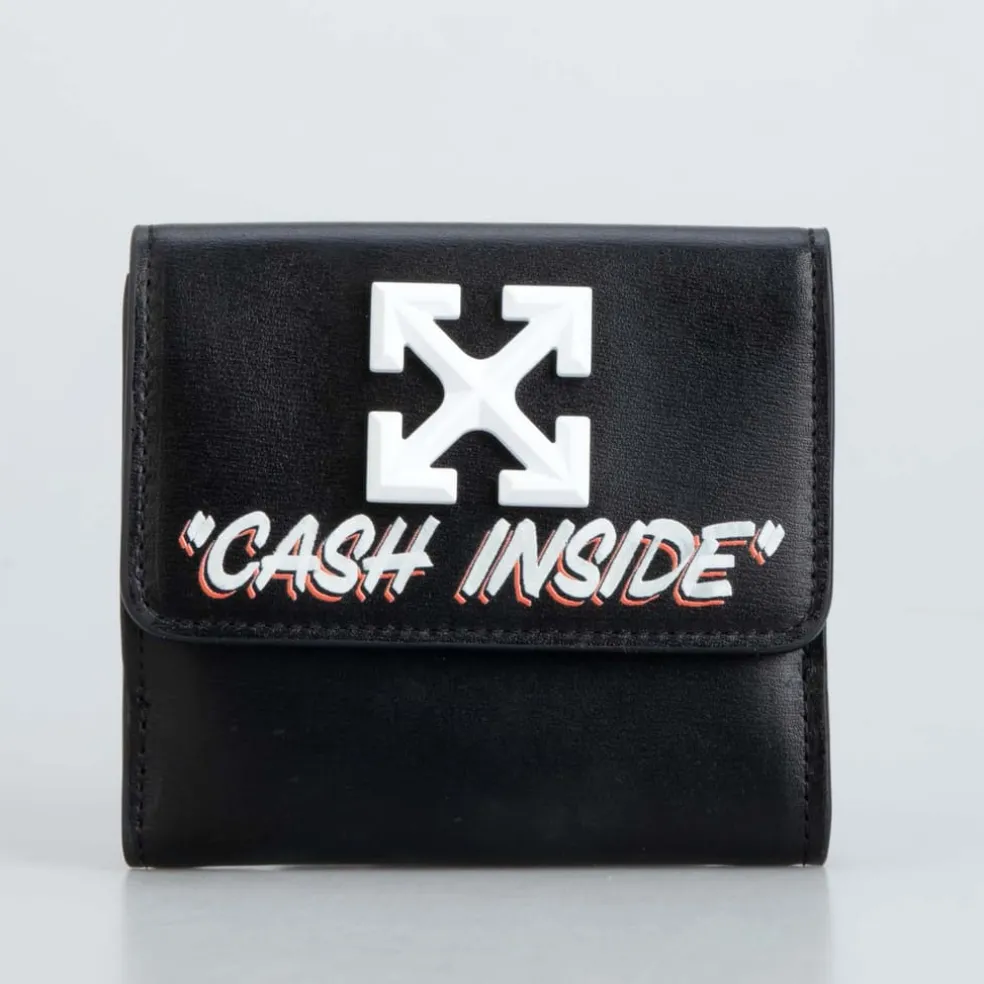 Off White Jitney French Wallet in Black