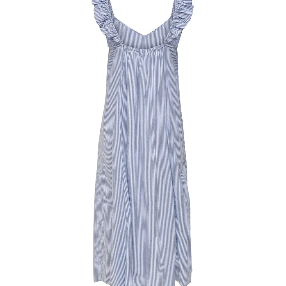Only Allie V-Neck Midi A-Line Dress in Blue