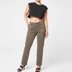 Paige Mayslie Straight Leg Jeans in Green