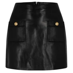 Palm Angels Buttons Leather Mini Skirt in Black