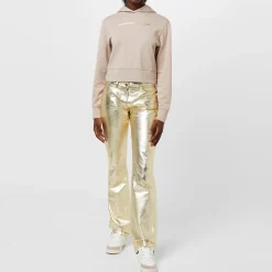 Palm Angels Hooded Relaxed Fit Palm Sunset Sweatshirt in Beige