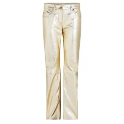 Palm Angels Laminated Leather Trousers in Gold