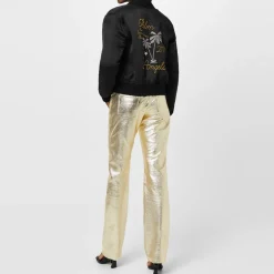 Palm Angels Laminated Leather Trousers in Gold