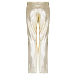 Palm Angels Laminated Leather Trousers in Gold