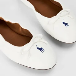 Polo Ralph Lauren Flat Heel Round Toe Pumps in White