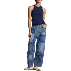 Polo Ralph Lauren High Rise Wide Leg Crop Jean in Blue