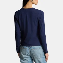 Polo Ralph Lauren Stretch Cotton Crewneck Cardigan in Blue