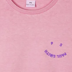 PS Paul Smith Regular Fit Crew Neck Happy T-Shirt in Purple