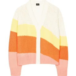 PS Paul Smith Stripe V Neck Relaxed Fit Sweater in White
