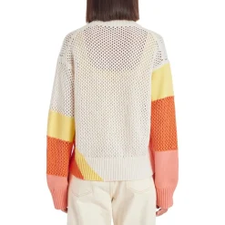 PS Paul Smith Stripe V Neck Relaxed Fit Sweater in White