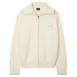 PS Paul Smith Zip Neck Relaxed Fit Sweater in White