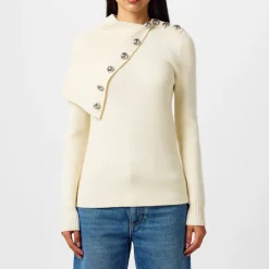 Rabanne Asymmetric Regular Fit Sweater in White