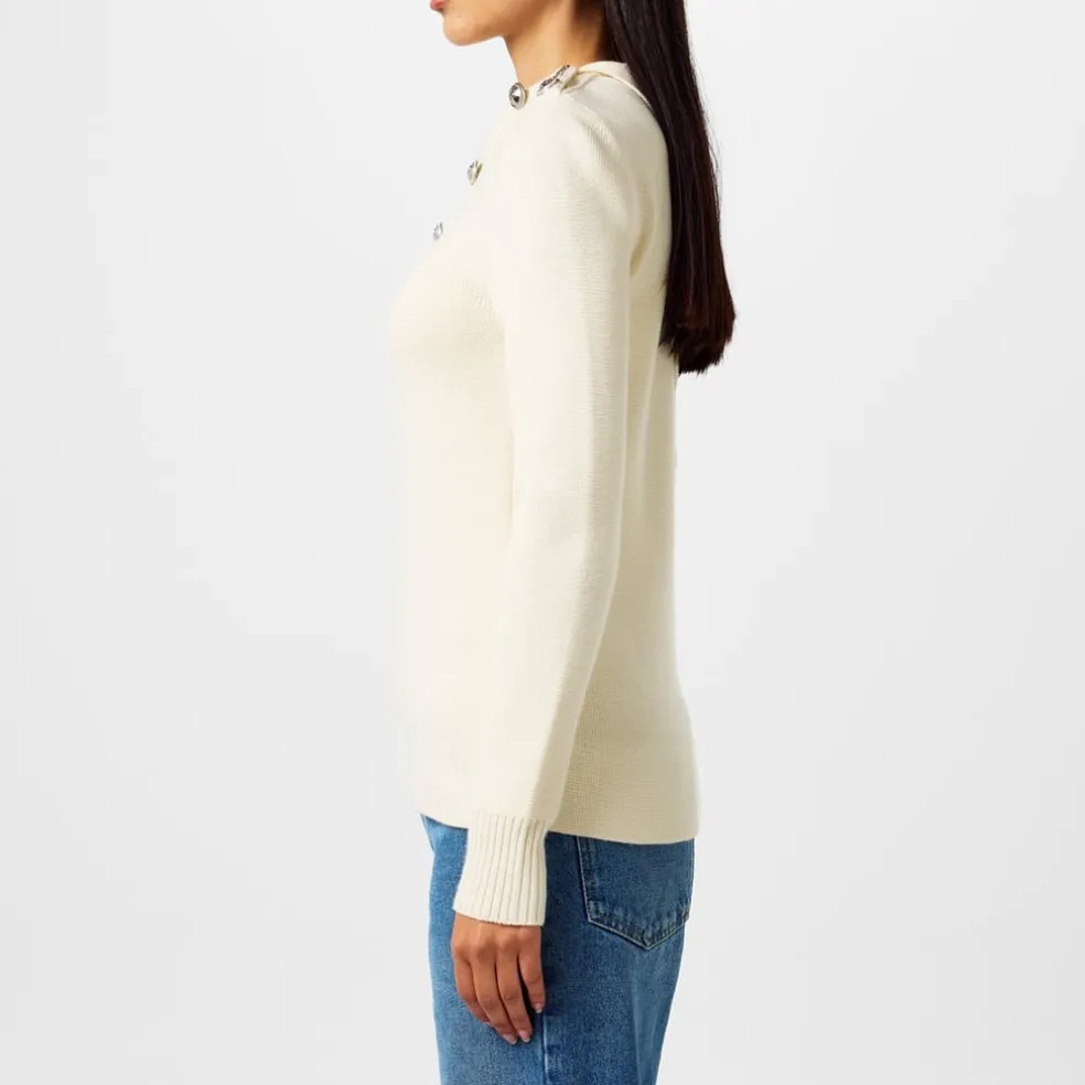 Rabanne Asymmetric Regular Fit Sweater in White