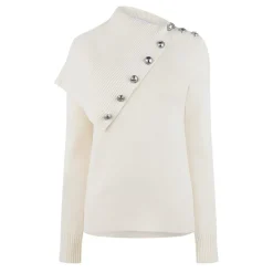 Rabanne Asymmetric Regular Fit Sweater in White