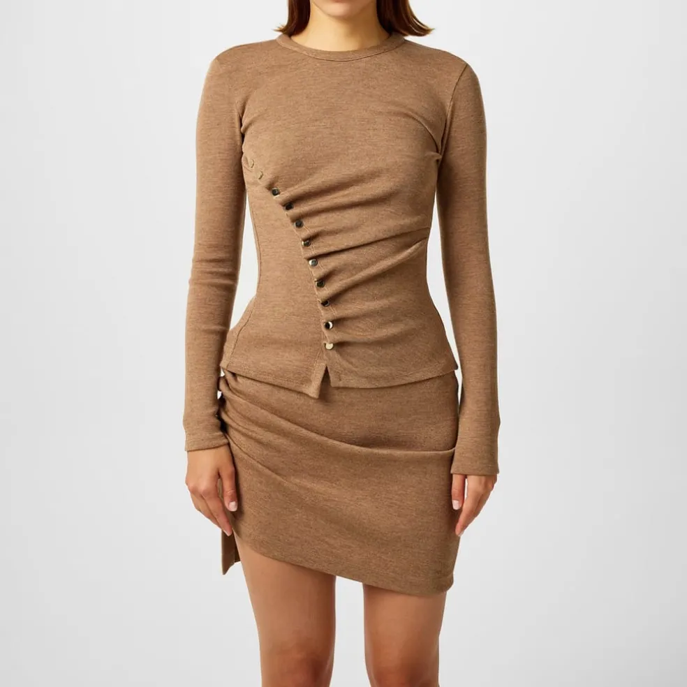 Rabanne Slim Fit Crew Neck Sweater in Beige