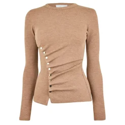 Rabanne Slim Fit Crew Neck Sweater in Beige