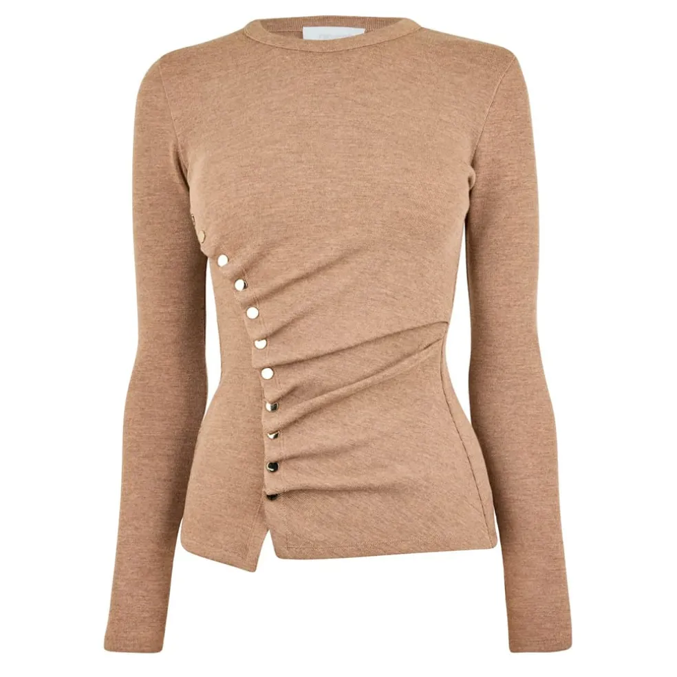 Rabanne Slim Fit Crew Neck Sweater in Beige