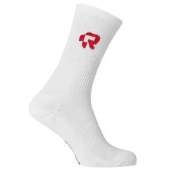 Red Run R Logo Crew Socks in White