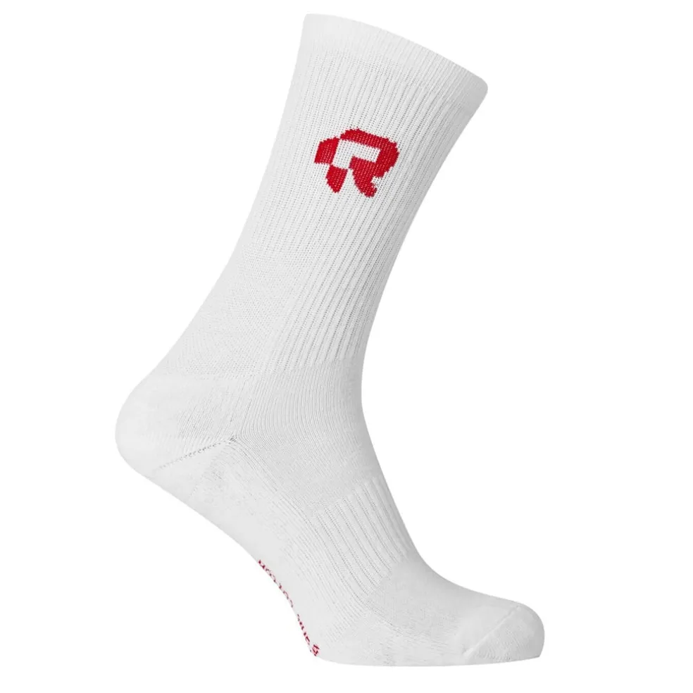 Red Run R Logo Crew Socks in White