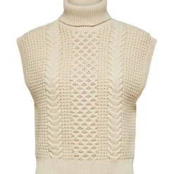 Selected Femme Turtleneck Sleeveless Relaxed Fit Sweater in Beige
