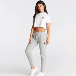 SikSilk Core Cropped Crew Neck T-Shirt in White