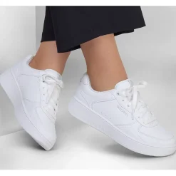 Skechers Duraleather Lace Up Air C Low Top Trainers in White