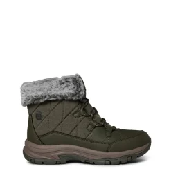 Skechers Fold Over Faux Fur Winter Boots in Green