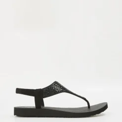 Skechers Glamorous Muse Flat Heel Flatform Flip Flops in Beige