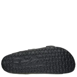 Skechers Molded Double Band Flat Slide Sandals in Black