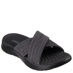 Skechers Womens Crossbodyand Slide W Memory Foam Strap Flip Flops in Blue