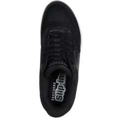 Skechers Womens Duraleather And Mesh Slip Ins Fashion Low Top Trainers in Black