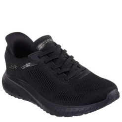 Skechers Womens Engineered Knit Bungee Slip Ins Runners in Black