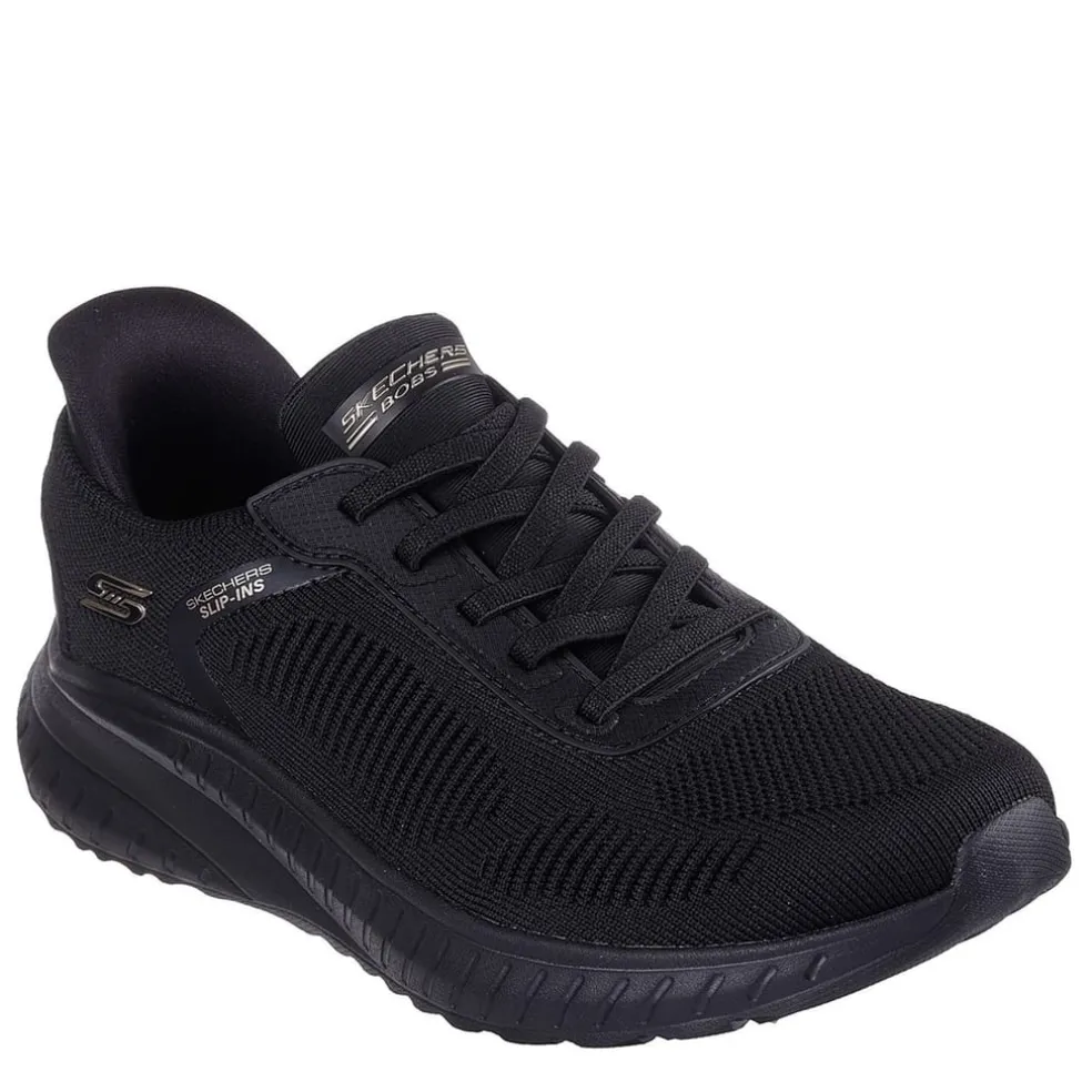 Skechers Womens Engineered Knit Bungee Slip Ins Runners in Black
