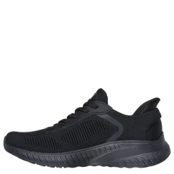 Skechers Womens Engineered Knit Bungee Slip Ins Runners in Black