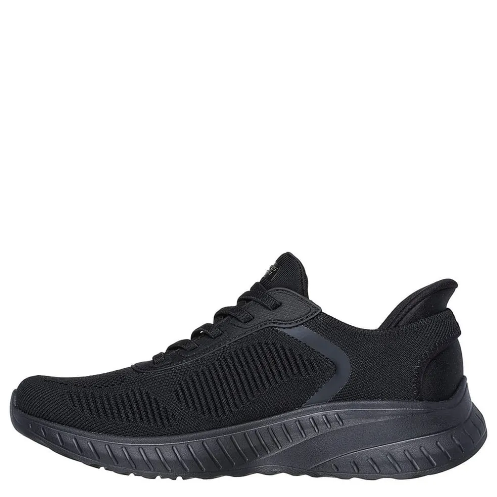 Skechers Womens Engineered Knit Bungee Slip Ins Runners in Black