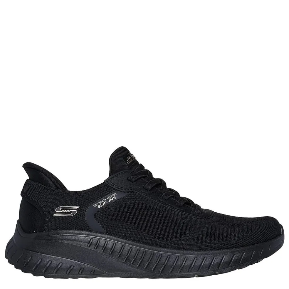 Skechers Womens Engineered Knit Bungee Slip Ins Runners in Black