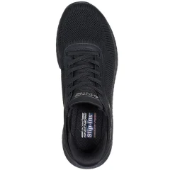 Skechers Womens Engineered Knit Bungee Slip Ins Runners in Black
